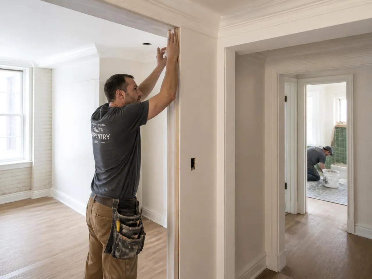 Finish carpentry and tile work on a pre-war apartment renovation in Brooklyn by Melani General Contractor