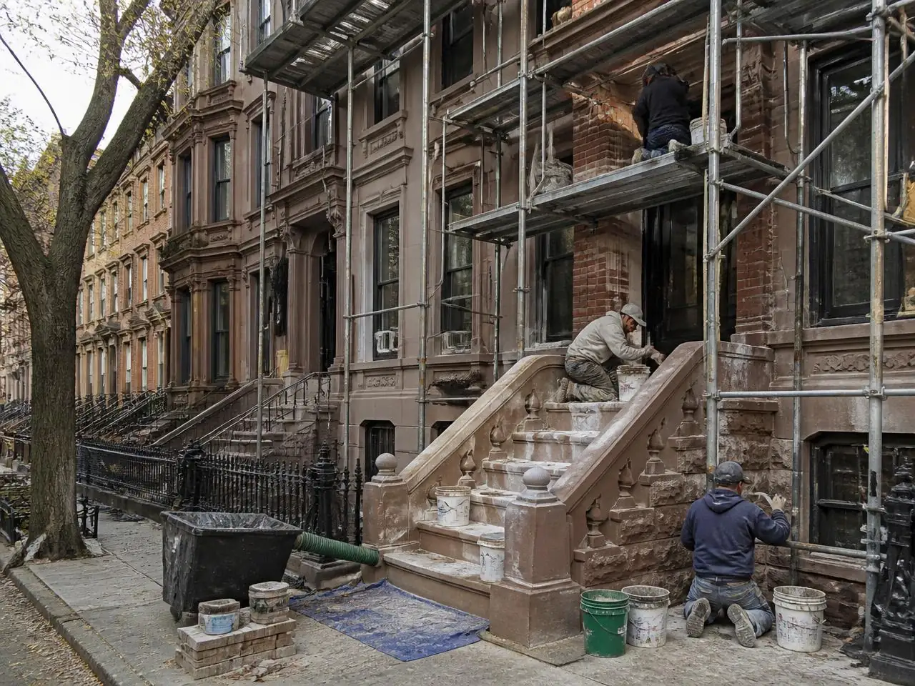 General contractor NYC coordinating landmark-compliant facade restoration in a Brooklyn historic district