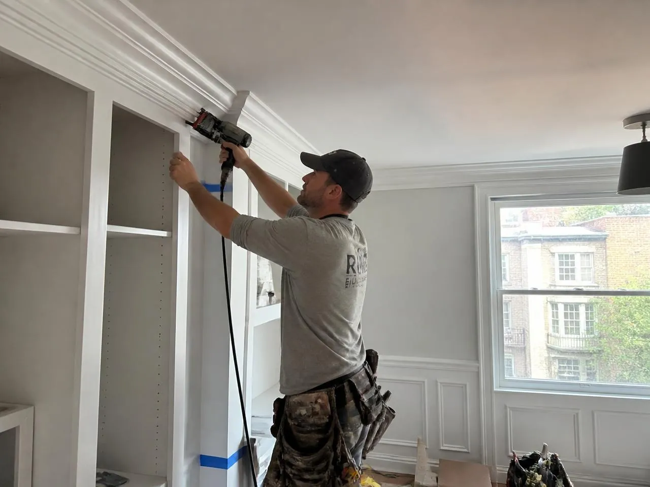 Custom millwork and wainscoting installed during a townhouse renovation NYC upper floor